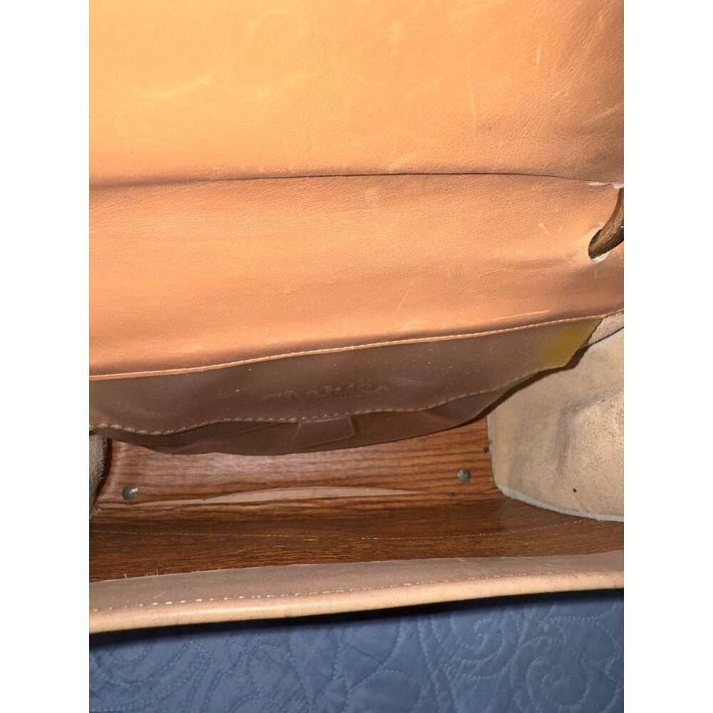 Mahler California Brown & Beige Leather Handbag With Woven Detail & Metal Clasp - Picture 5 of 10